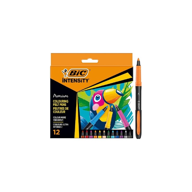 Pennarelli con grip - BIC Intensity Premium - tratto 0,73 mm - colori assortiti - conf. 12